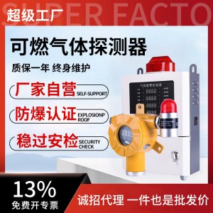 固定式气体探测器氧气氢气硫化氢一氧化碳浓度泄漏可燃气 体报警器