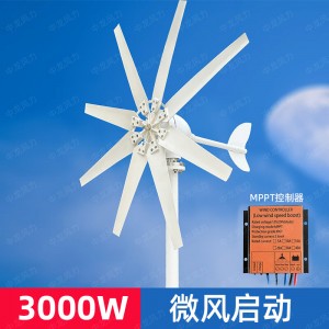 3000W高效风力发电机离网系统12V24V48V输出电压220V家电供电系统