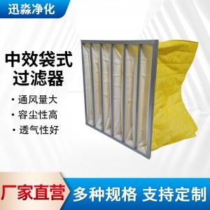 f8中效袋式过滤器镀锌板外框无纺布中效袋式空气过滤器