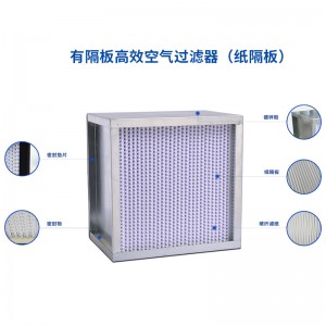 工厂洁净室密封性能好结构紧密容尘量大铝合金框有隔板空气过滤器