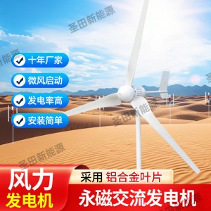 永磁新款风力发电机批发家用风光互补供电系统用1000W24v48v型
